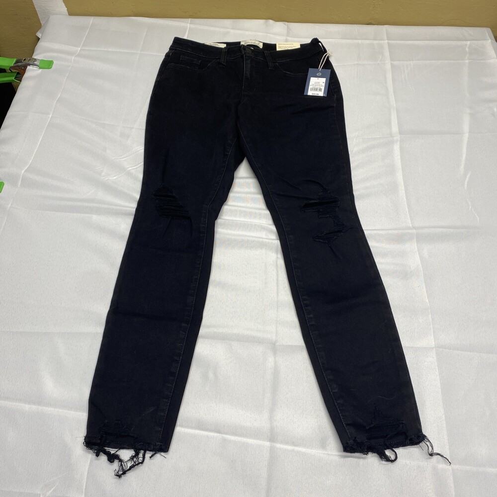 Universal Thread Mid Rise Skinny Ankle Jeans Black Size 4/27R Distressed Raw Hem